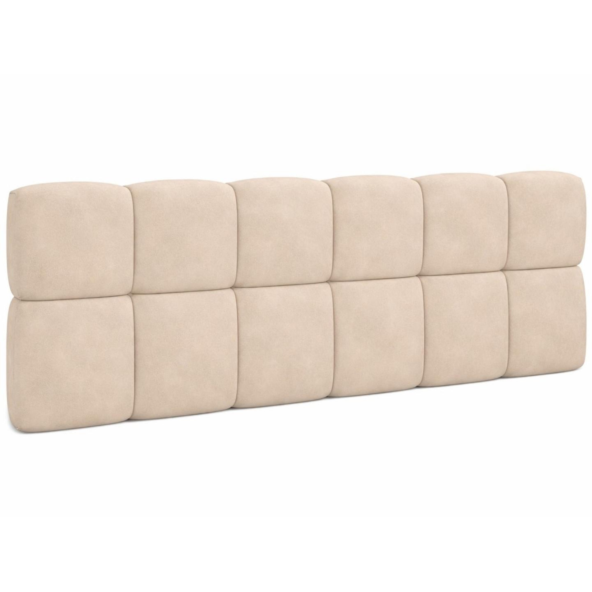 ID MARKET Tête de lit suspendue matelassée nuage velours beige 160 cm
