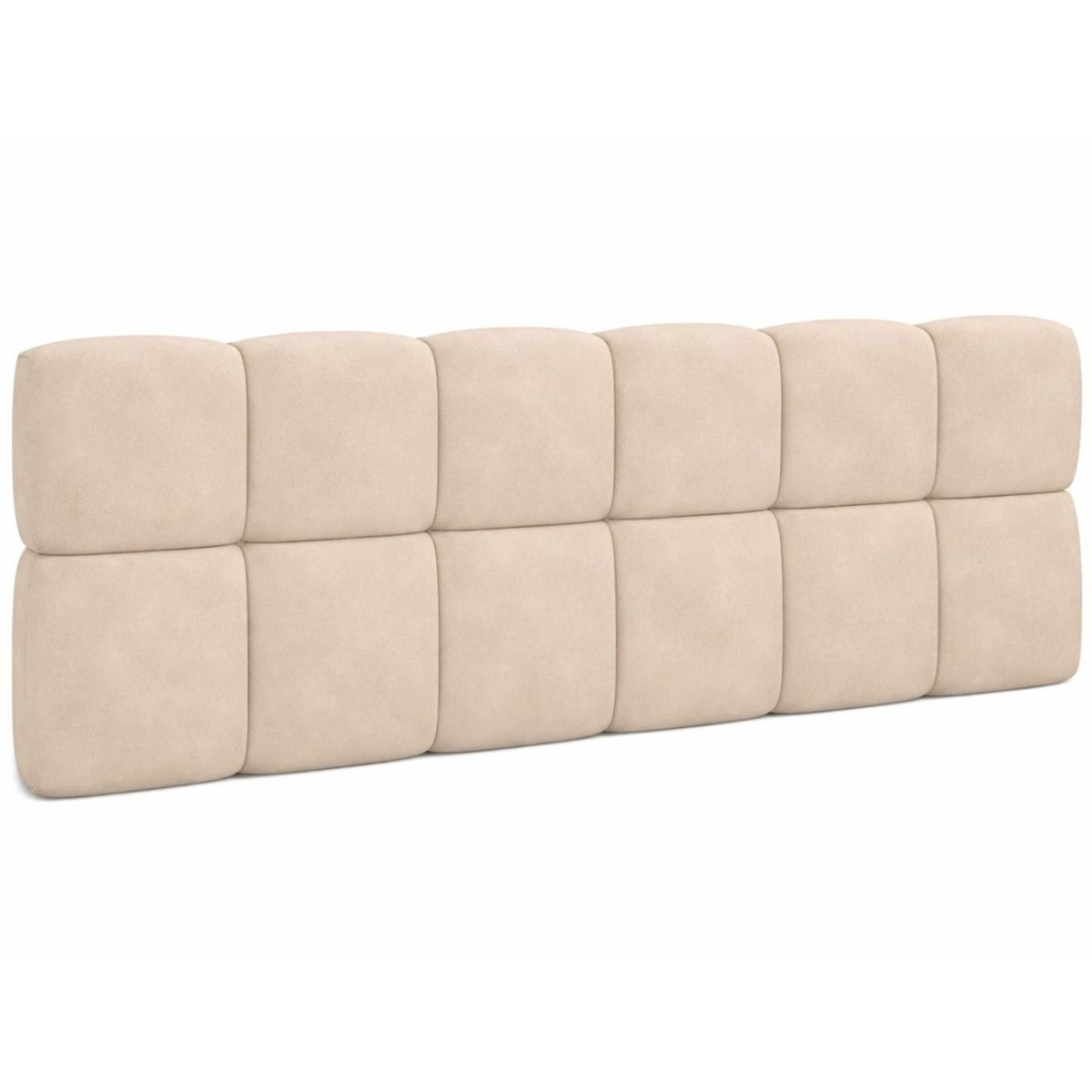 ID MARKET Tête de lit suspendue matelassée NUAGE velours beige 160 cm