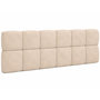 Voir la diapositive 1 : ID MARKET Tête de lit suspendue matelassée NUAGE velours beige 160 cm