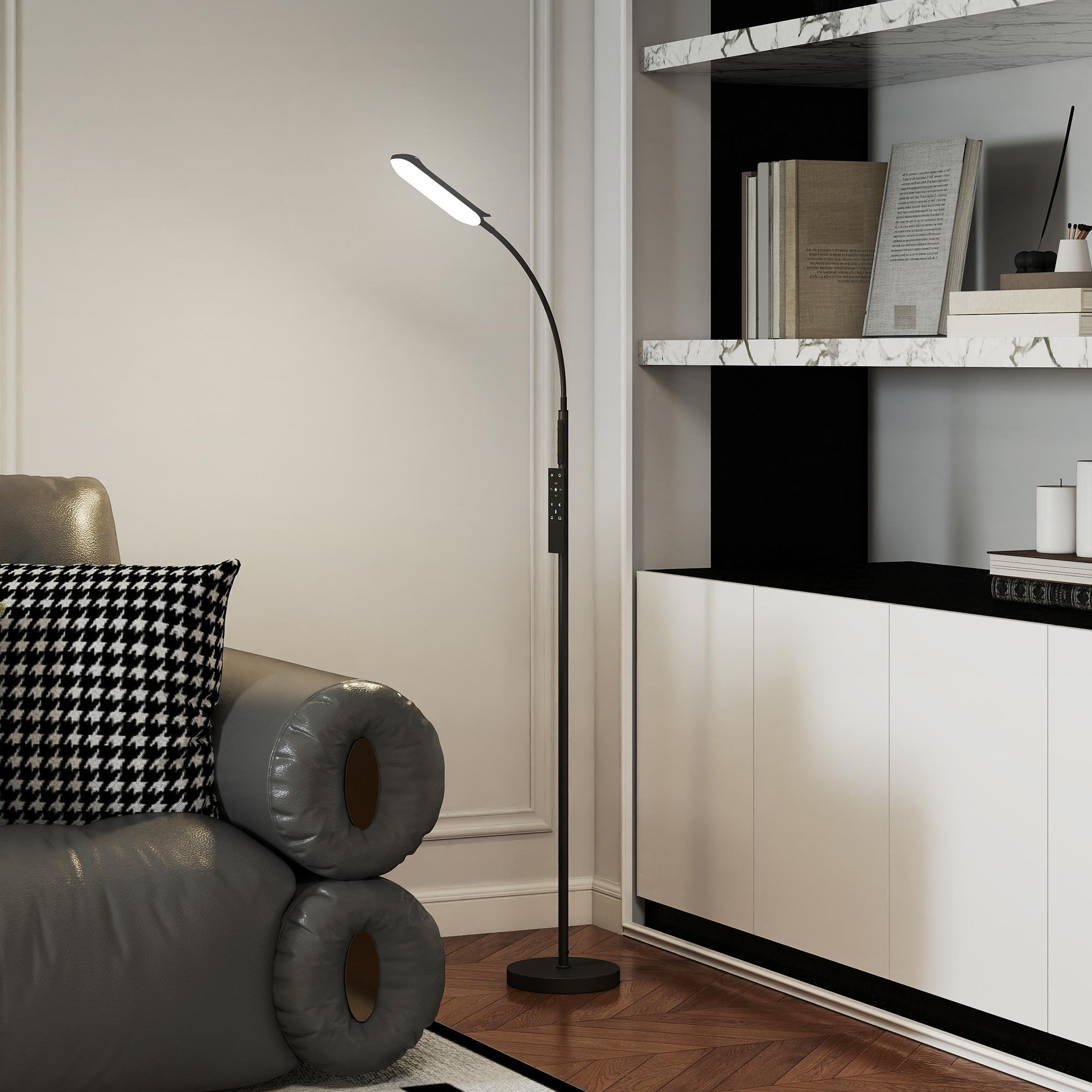 Voir la diapositive 4 : HOMCOM Lampadaire led dimmable avec télécommande - contrôle tactile, réglable - h.175 cm - acier polycarbonate noir