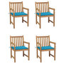Voir la diapositive 1 : VIDAXL Chaises de jardin lot de 4 et coussins bleu Bois de teck solide