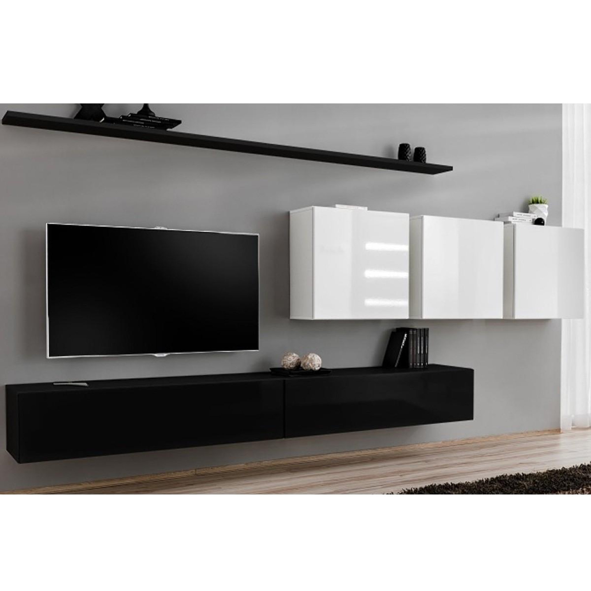 Paris Prix Meuble tv mural design  switch vii  340cm noir & blanc