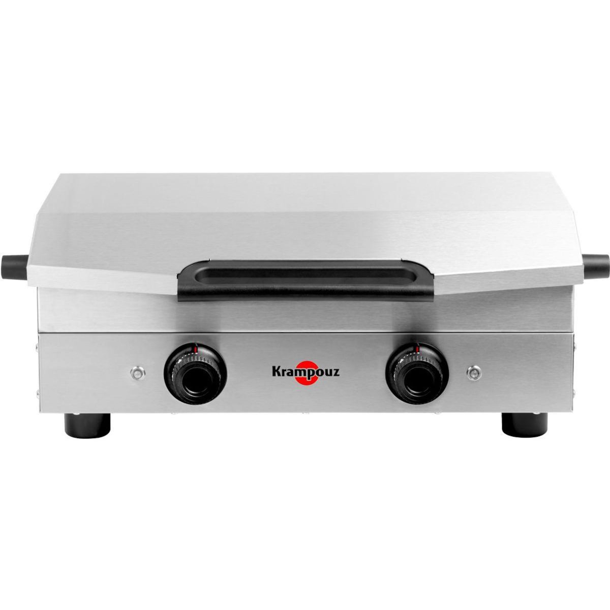 KRAMPOUZ Plancha électrique PFSY2AA-KR inox 2 brûleurs à poser, 54x33 cm