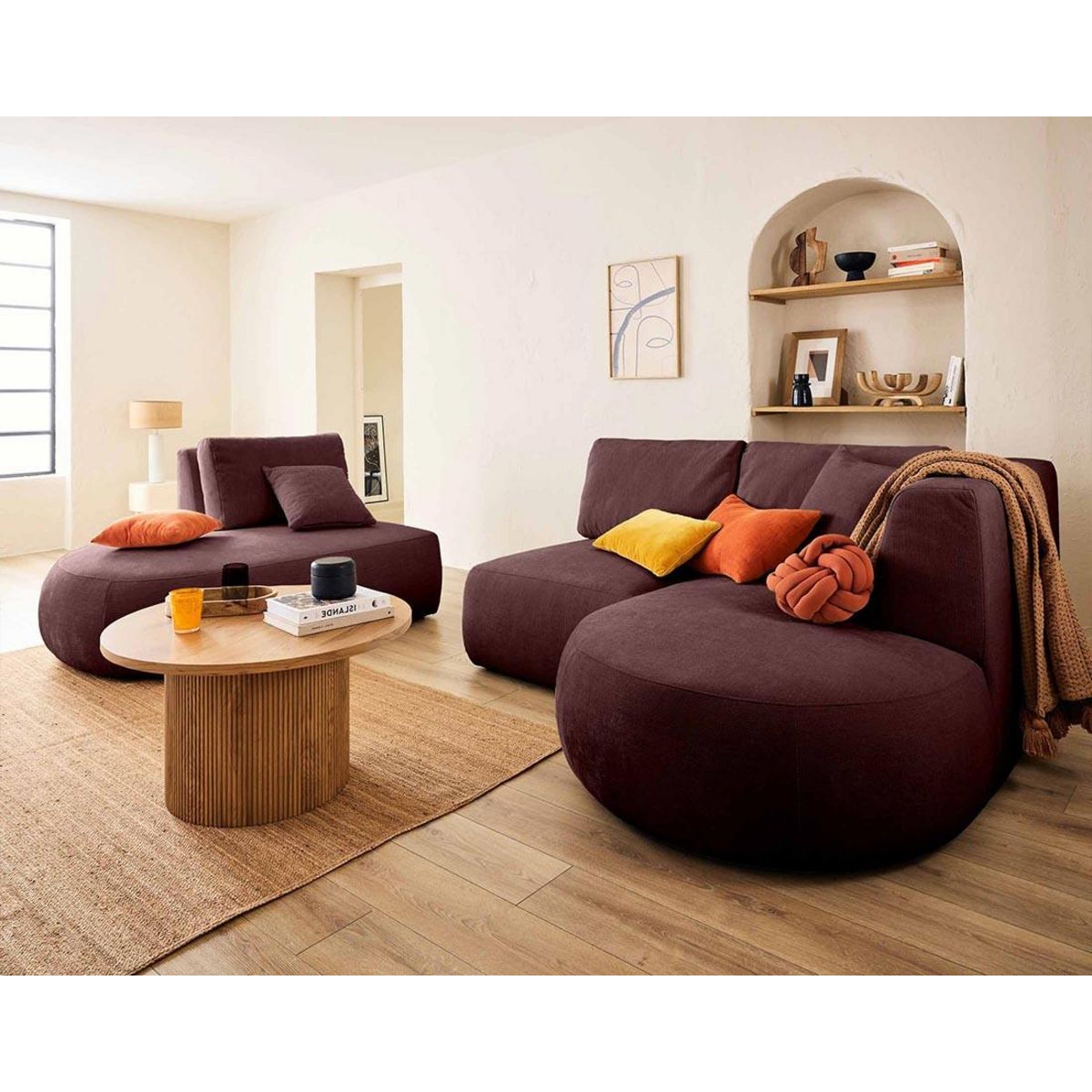 LISA DESIGN Santorini - canapé modulable d'angle droit - 5 places - en tissu texturé