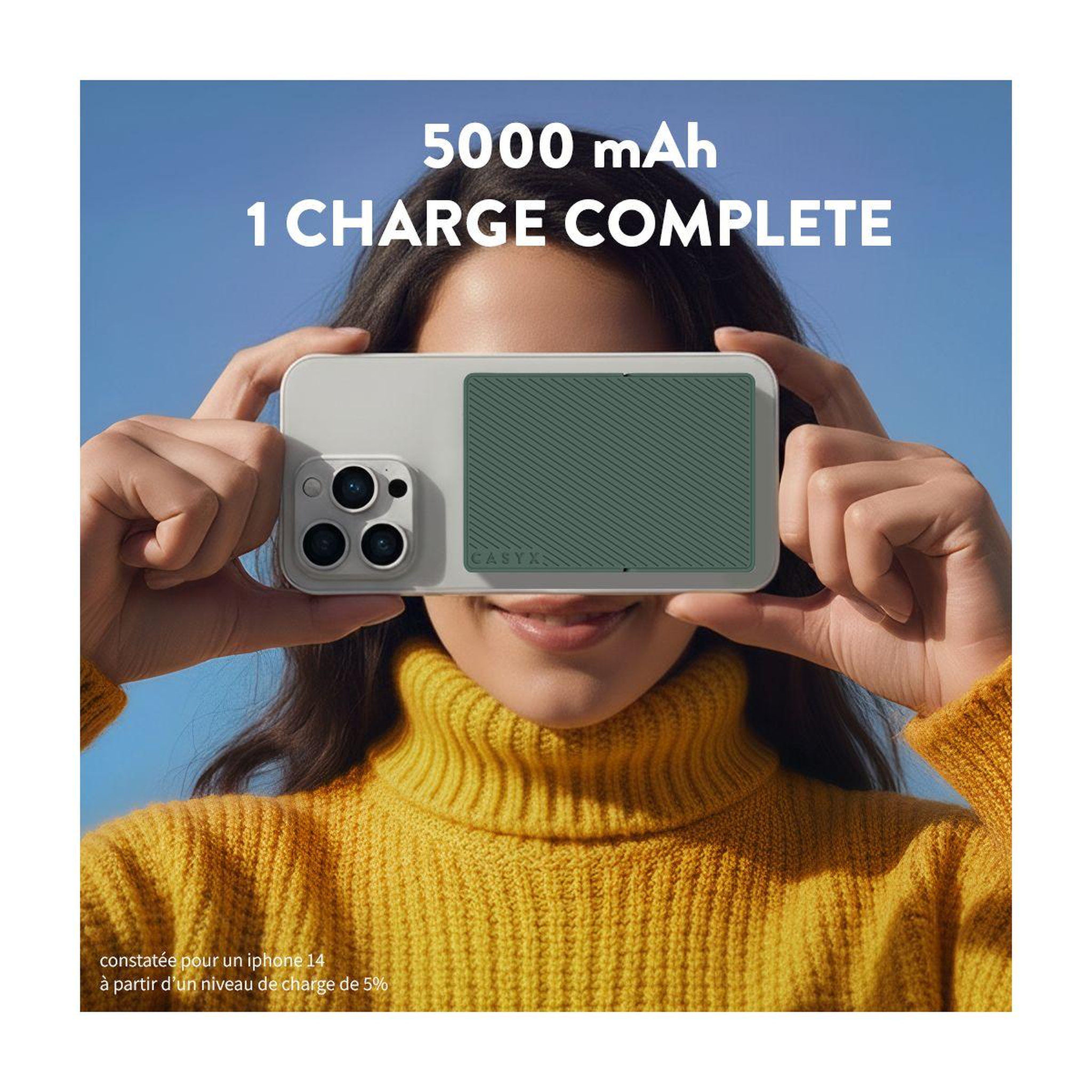 Voir la diapositive 4 : CASYX Batterie externe 5000 mah qi2 magsafe avec bequille vert