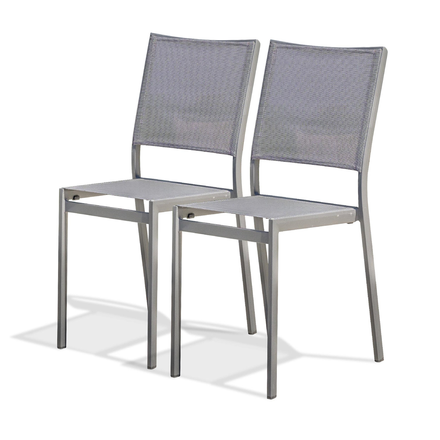 Dcb Garden Lot de 2 chaises de jardin en aluminium et toile plastifiée