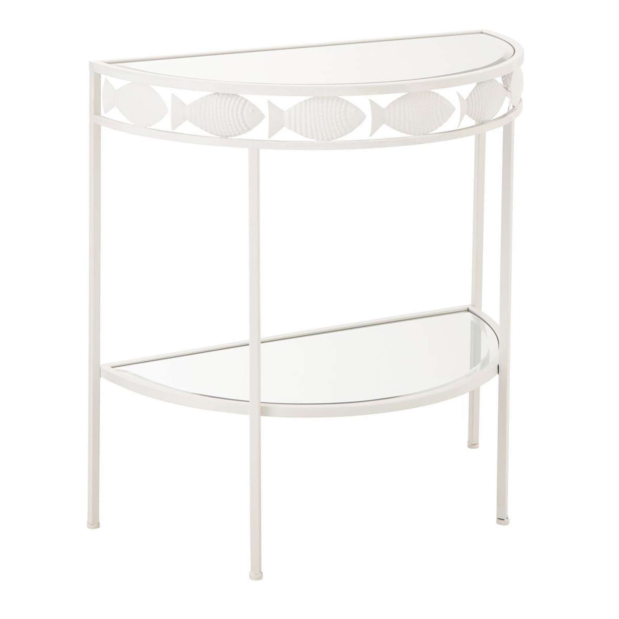 J-LINE Console en métal  poisson  80cm blanc