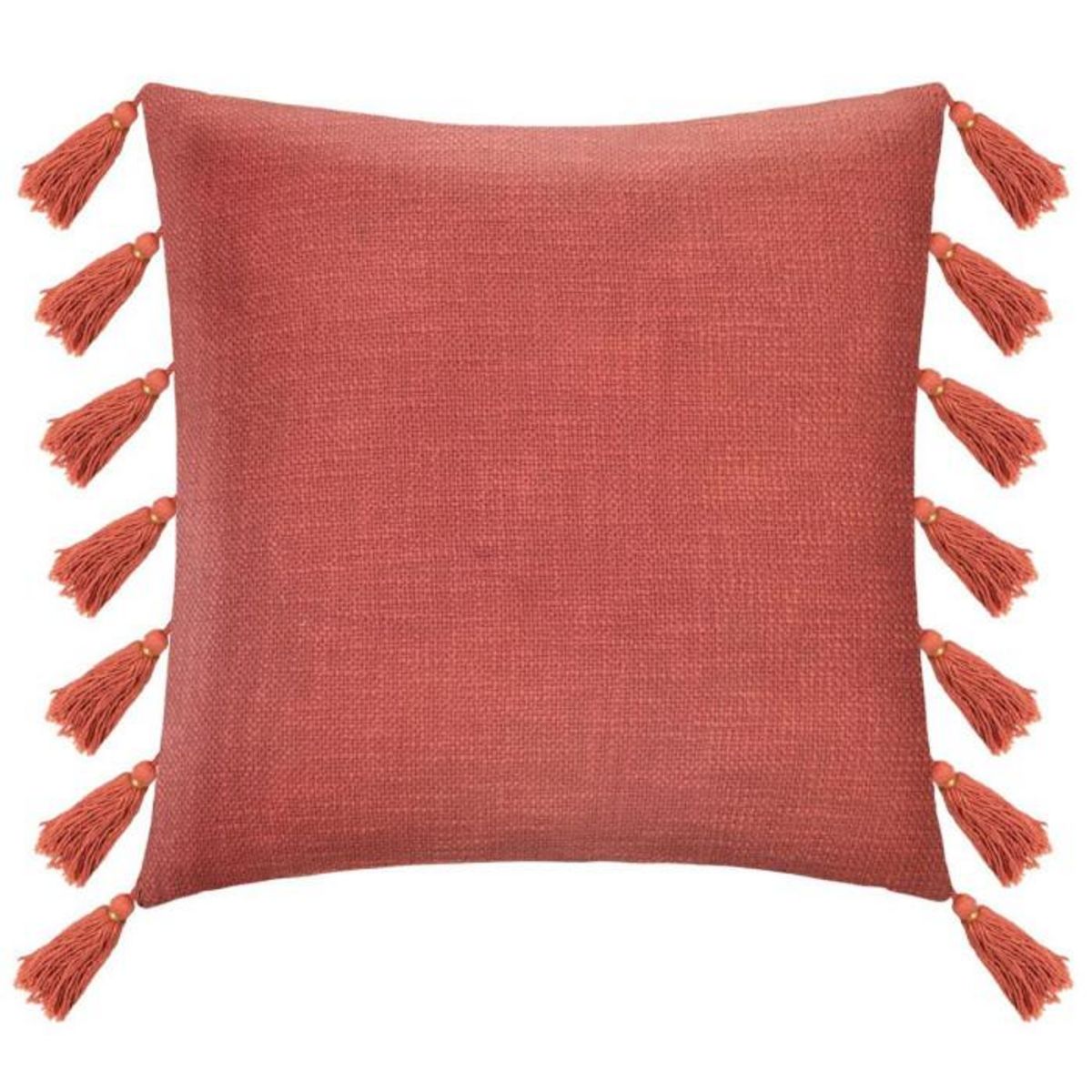 Paris Prix Coussin Déco à Pompons  Gypsy  50x50cm Terracotta