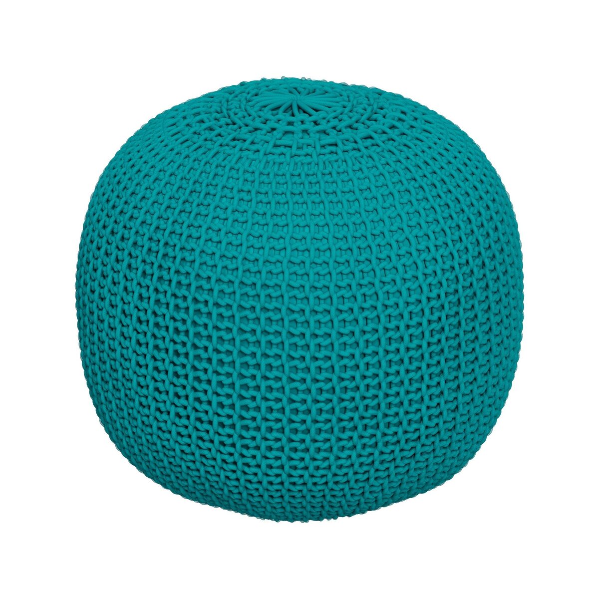 Rendez vous déco Pouf tricot rond en coton jaune moutarde D40 cm - Elisa