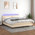 VIDAXL Sommier a lattes de lit avec matelas LED Creme 180x200 cm Tissu