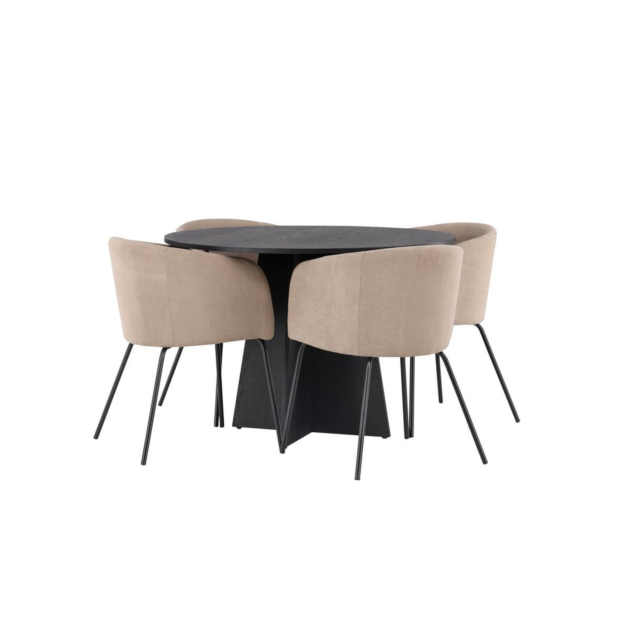 Voir la diapositive 3 : Paris Prix Ensemble table à manger & 4 chaises  bootcut & berit  110cm noir & beige foncé