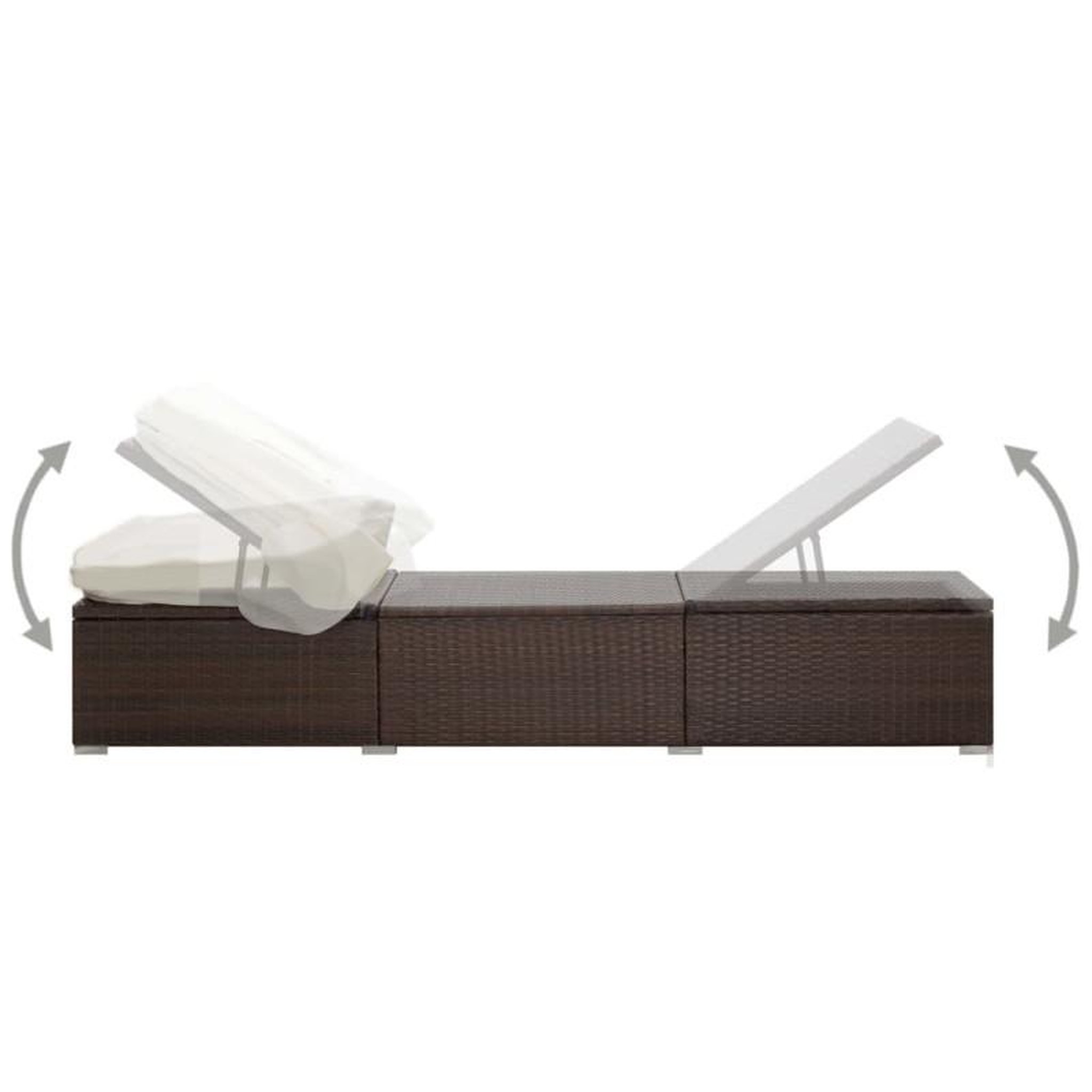 Voir la diapositive 3 : VIDAXL Chaise longue avec auvent et coussin résine tressée marron