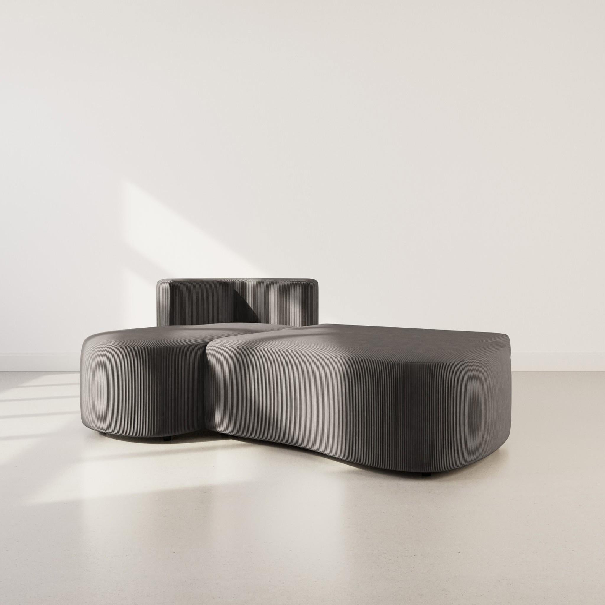 Voir la diapositive 2 : BEST MOBILIER Mahina - canapé d'angle gauche 4 places convertible avec coffre en velours côtelé