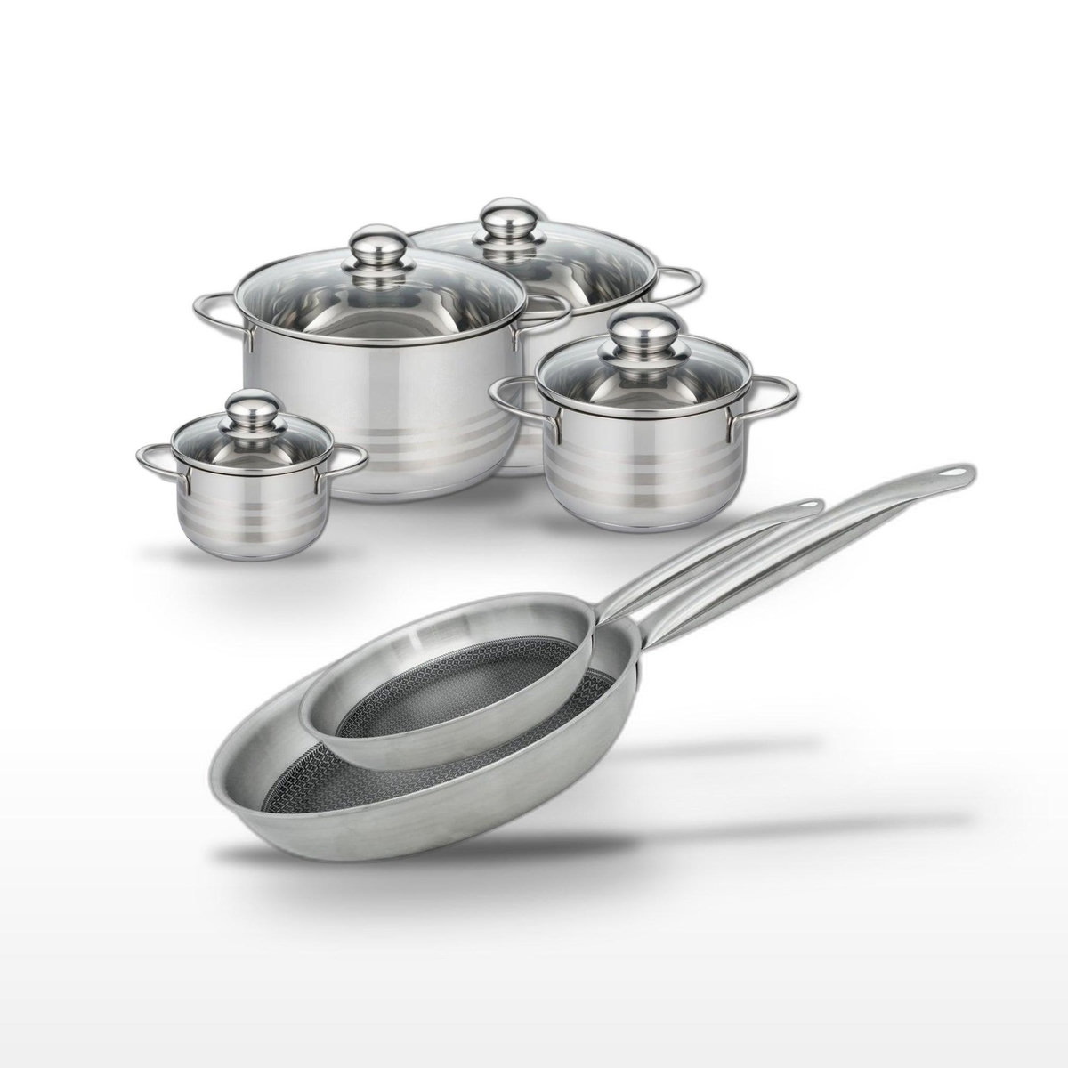 ELO Lot 2 Poêles 24/28cm & 4 Faitouts 12/16/20/24cm Elo Relief Solution