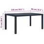 Voir la diapositive 5 : VIDAXL Table de jardin Anthracite 150x90x72 cm Plastique Aspect rotin