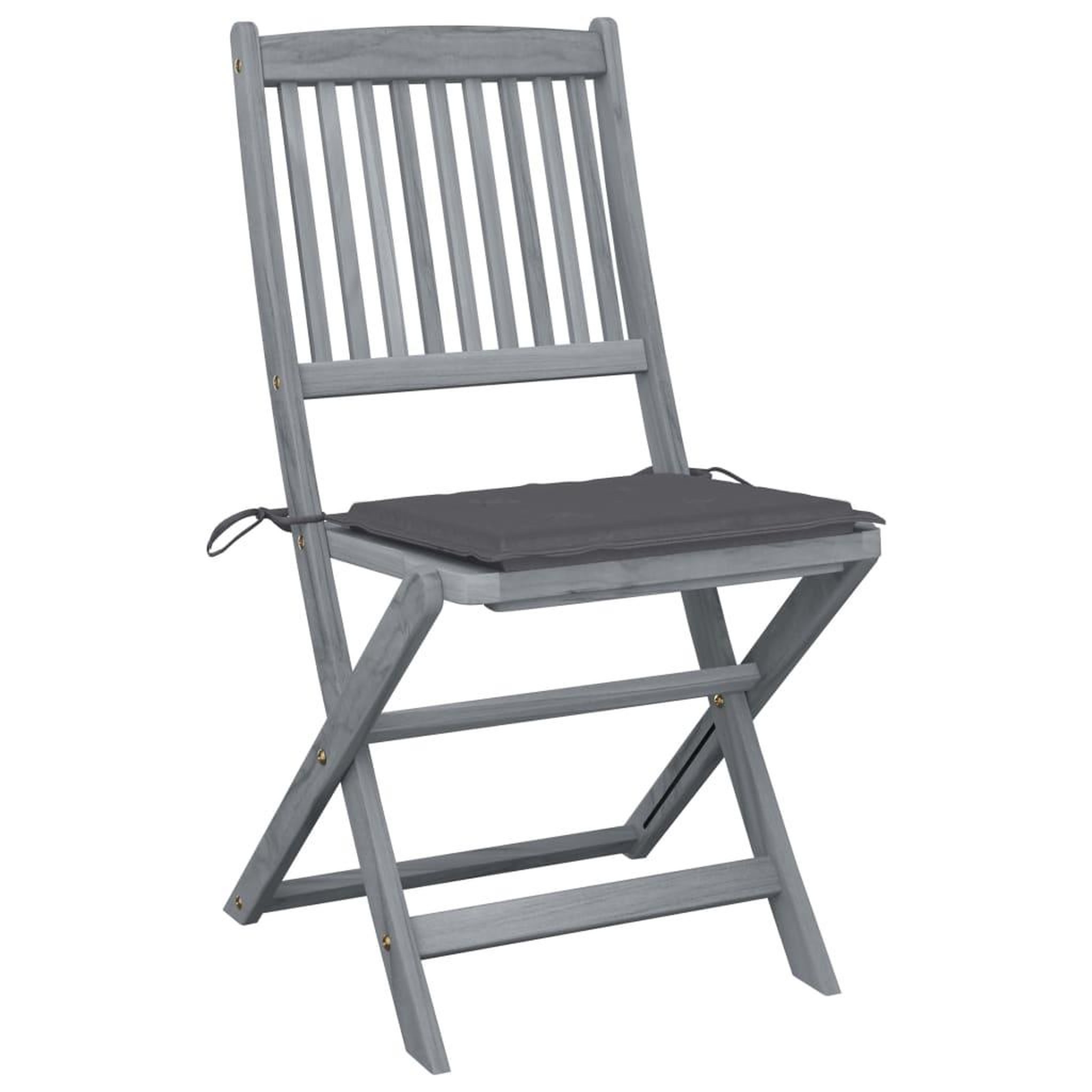 Voir la diapositive 2 : VIDAXL Chaises pliables d'exterieur lot de 4 et coussins Bois d'acacia