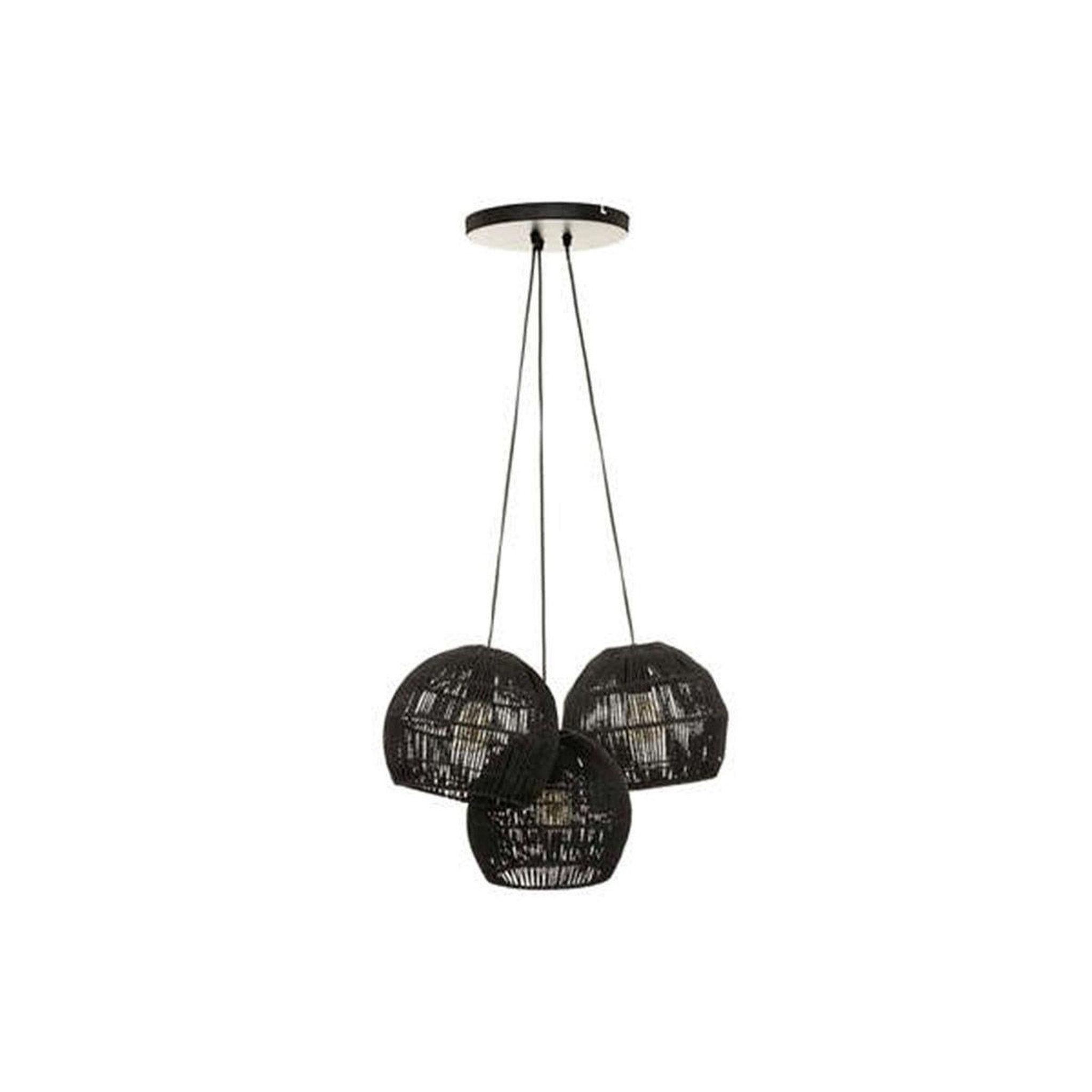 Voir la diapositive 1 : ATMOSPHERA Lampe Suspension 3 Têtes  Tropique  95cm Noir