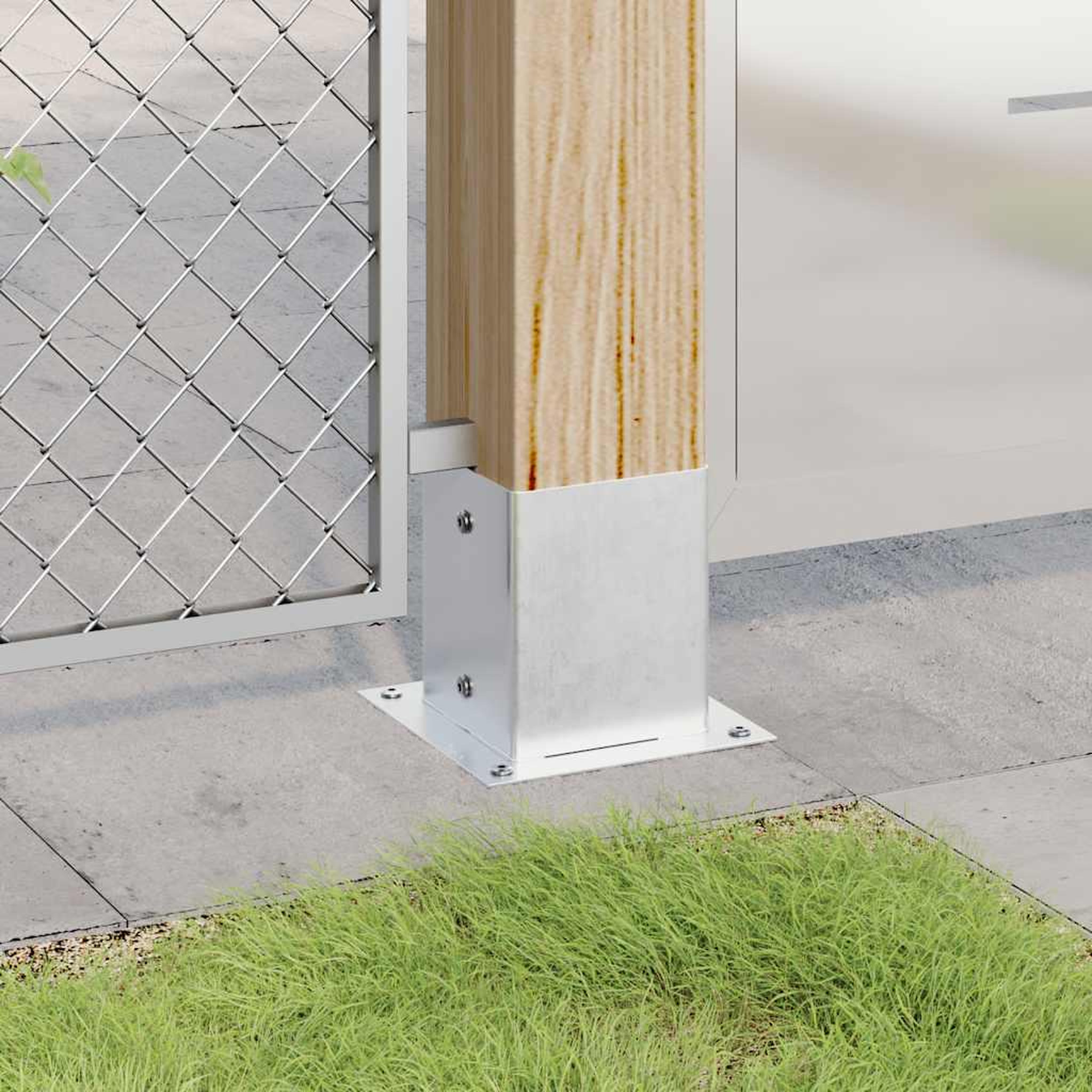 Voir la diapositive 3 : VIDAXL Bases de poteau carrees 4 pcs argent 121x121 mm acier galvanise