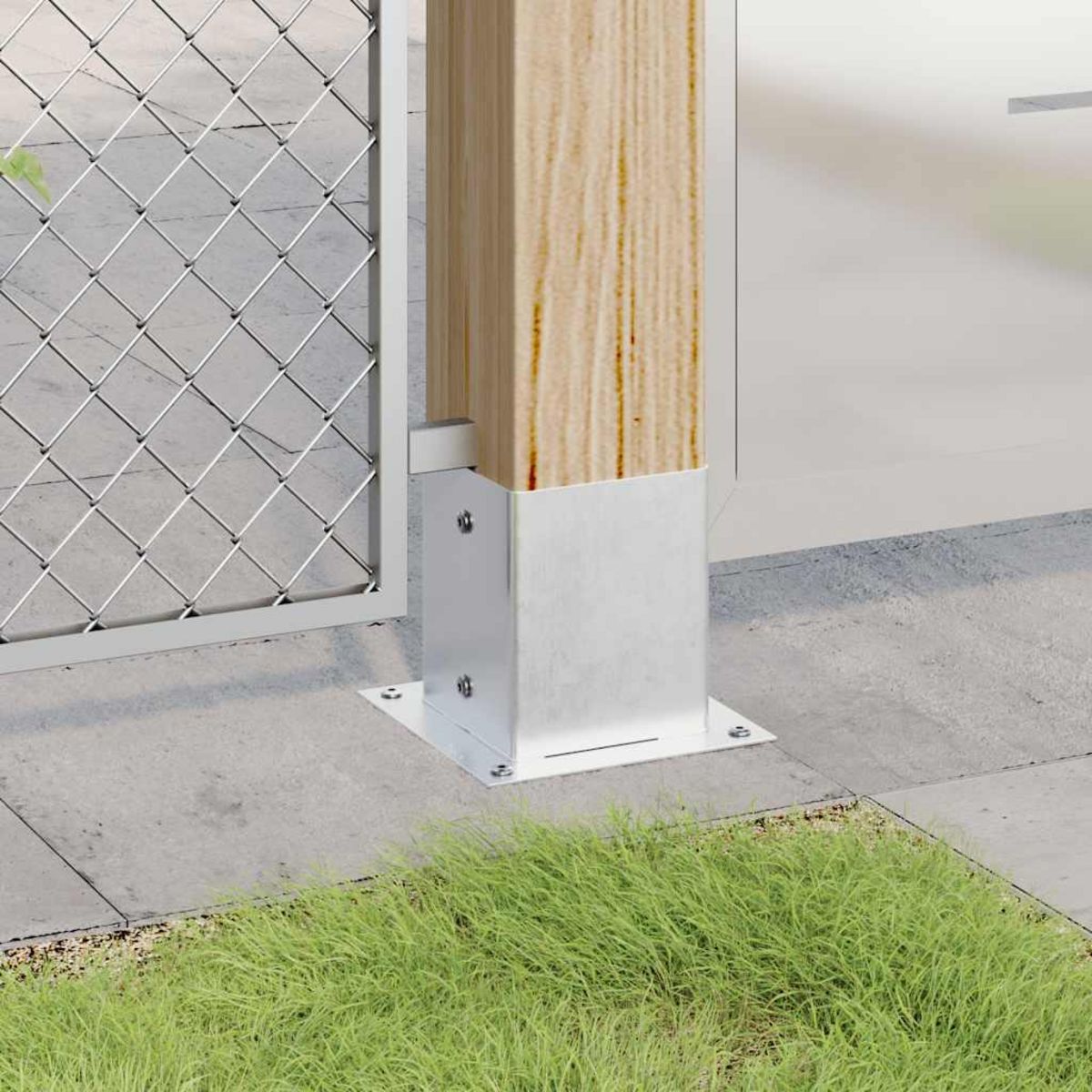 VIDAXL Bases de poteau carrees 4 pcs argent 121x121 mm acier galvanise