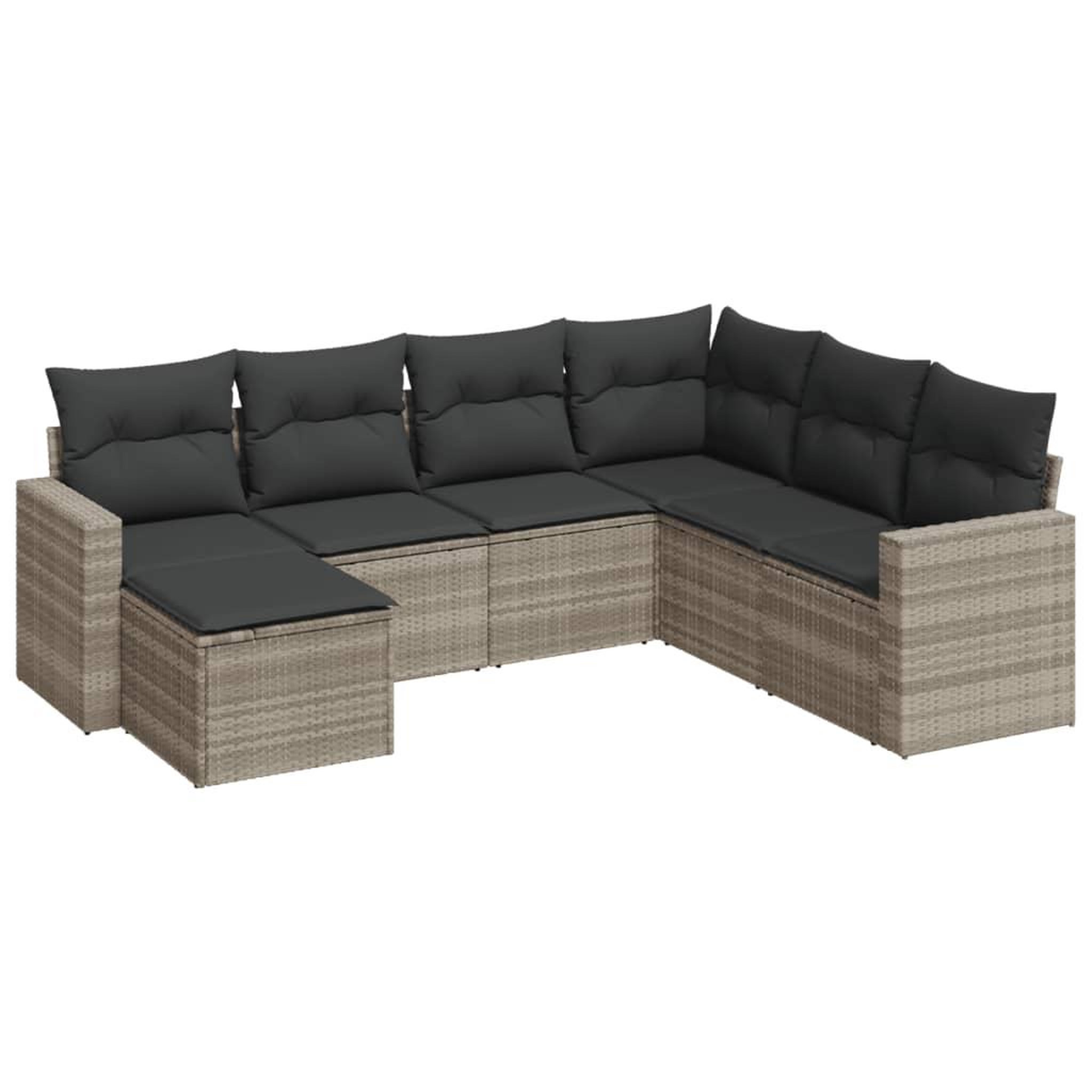 Voir la diapositive 2 : VIDAXL Salon de jardin avec coussins 7 pcs gris clair resine tressee