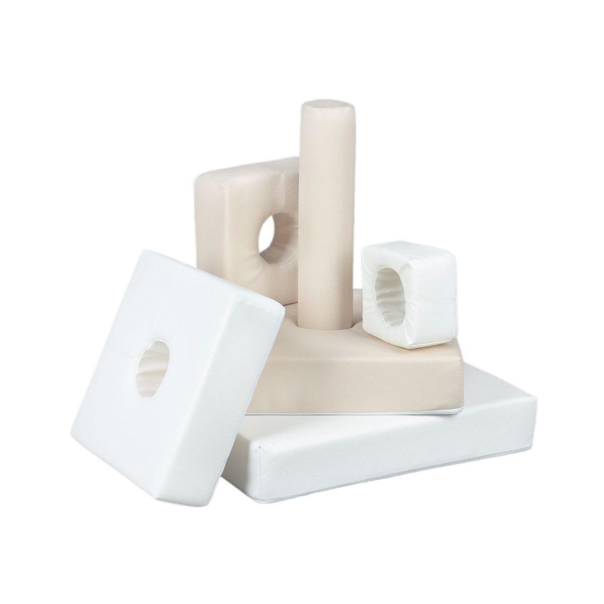 Voir la diapositive 3 : VELINDA Pyramide- lot de 6 gros blocs blanc cappuccino