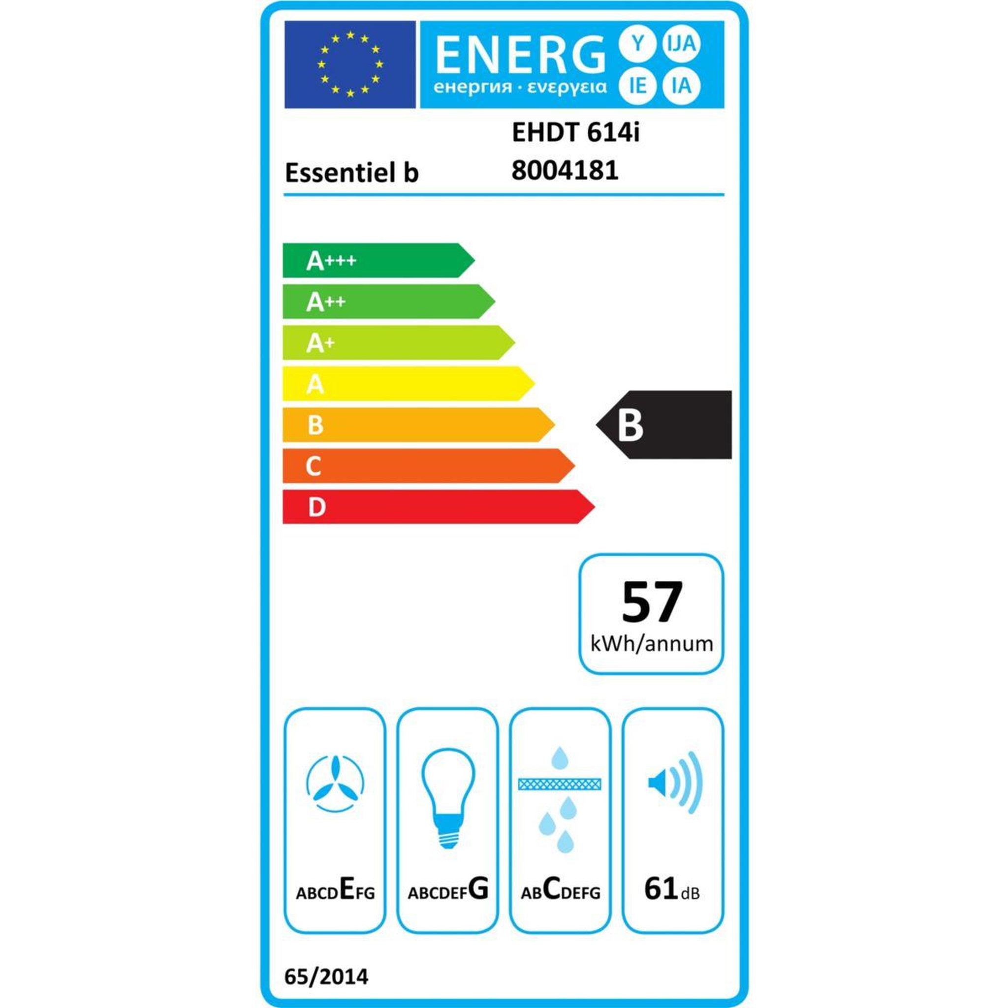 Voir la diapositive 6 : ESSENTIEL B Hotte décorative murale ehdt 614i