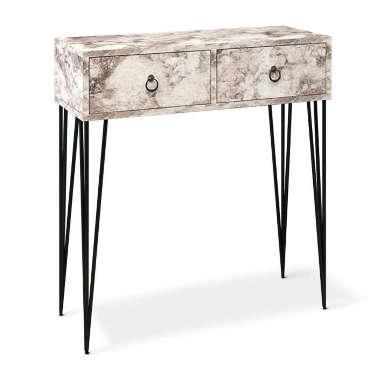Paris Prix Console 2 Tiroirs Design  Magrito  95cm Blanc