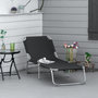 Voir la diapositive 2 : OUTSUNNY Bain de soleil transat pliable dossier réglable multipositions métal et polyester noir