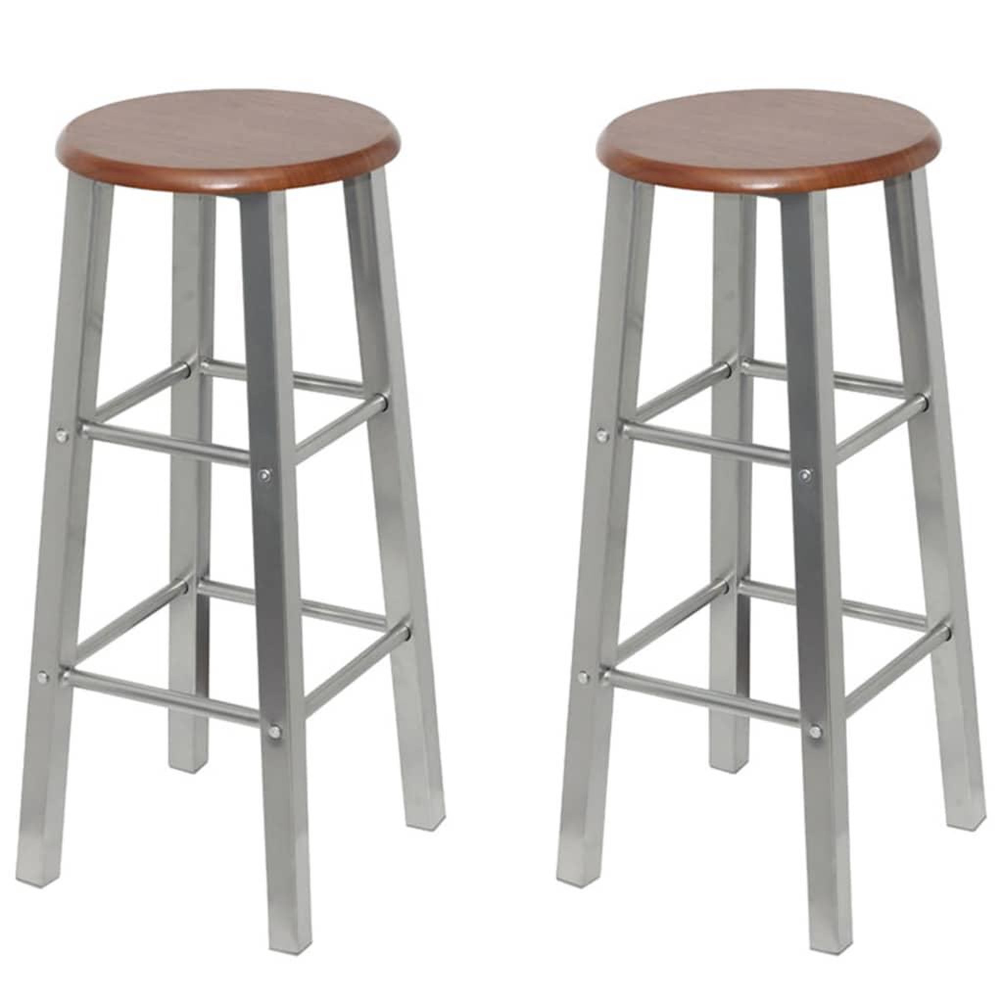 Voir la diapositive 2 : VIDAXL Tabourets de bar lot de 4 argente et marron mdf