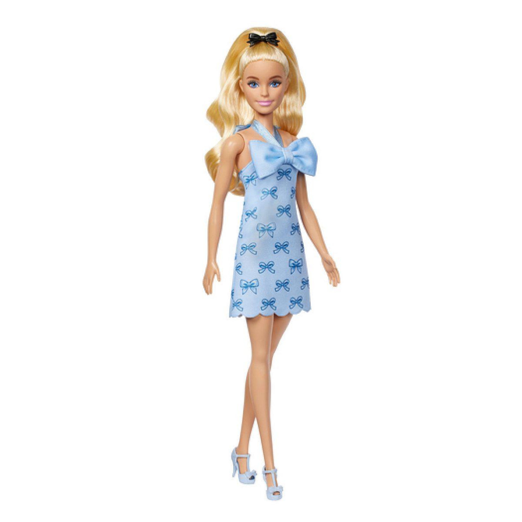 MATTEL Barbie fashionistas – poupee robe dos nu bleu layette