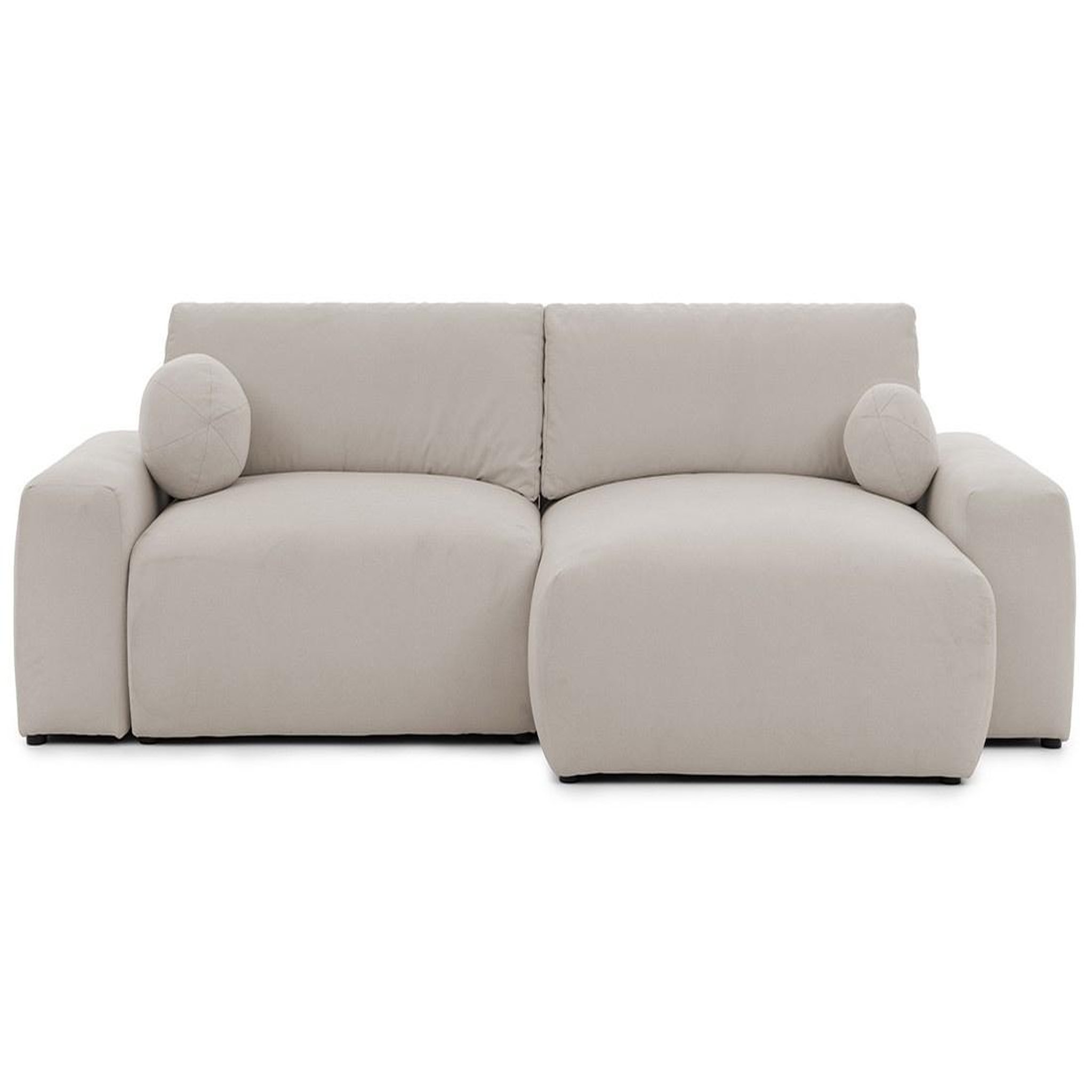 BEST MOBILIER Constance - canapé d'angle réversible 4 places convertible avec coffre en tissu. Coloris disponibles : Beige, Gris