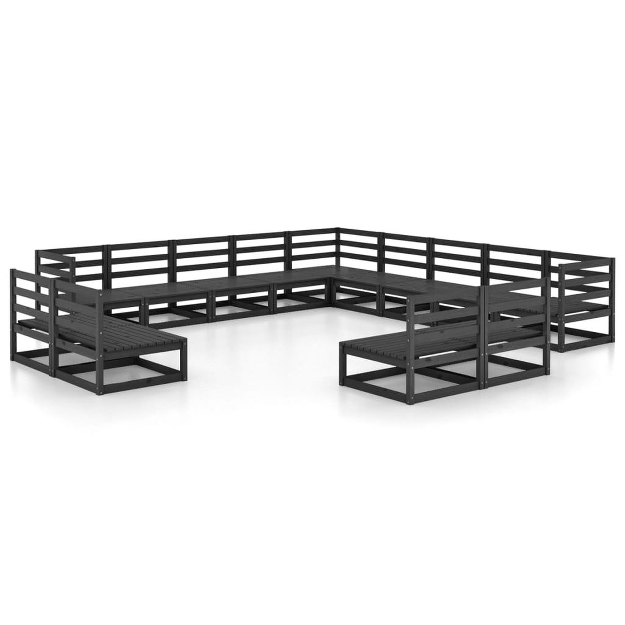 Voir la diapositive 2 : VIDAXL Salon de jardin 13 pcs noir bois de pin massif