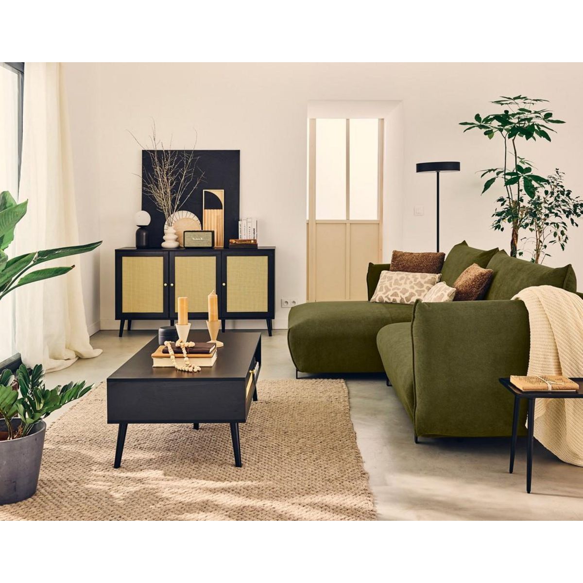 LISA DESIGN Gianni - canapé d'angle gauche 4 places convertible avec coffre en tissu