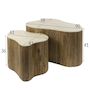 Voir la diapositive 5 : LISA DESIGN Jade - lot de 2 tables basses gigognes effet travertin - pieds en bois massif de manguier - 90 et 61 cm