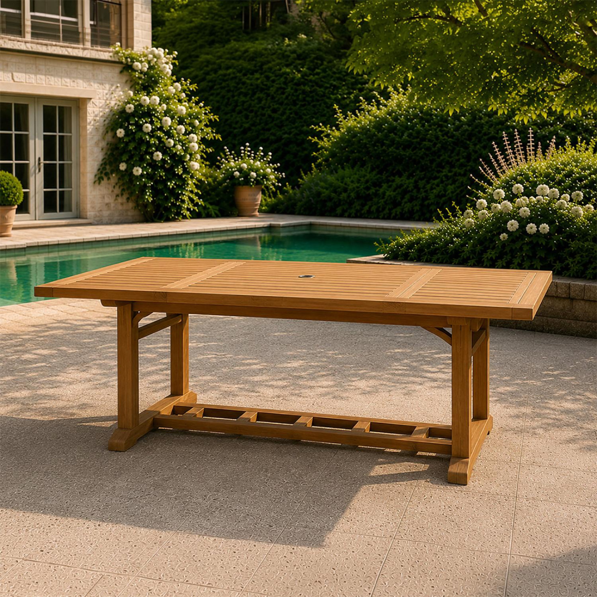 Voir la diapositive 2 : CONCEPT USINE Table en teck rectangulaire extensible 170 cm