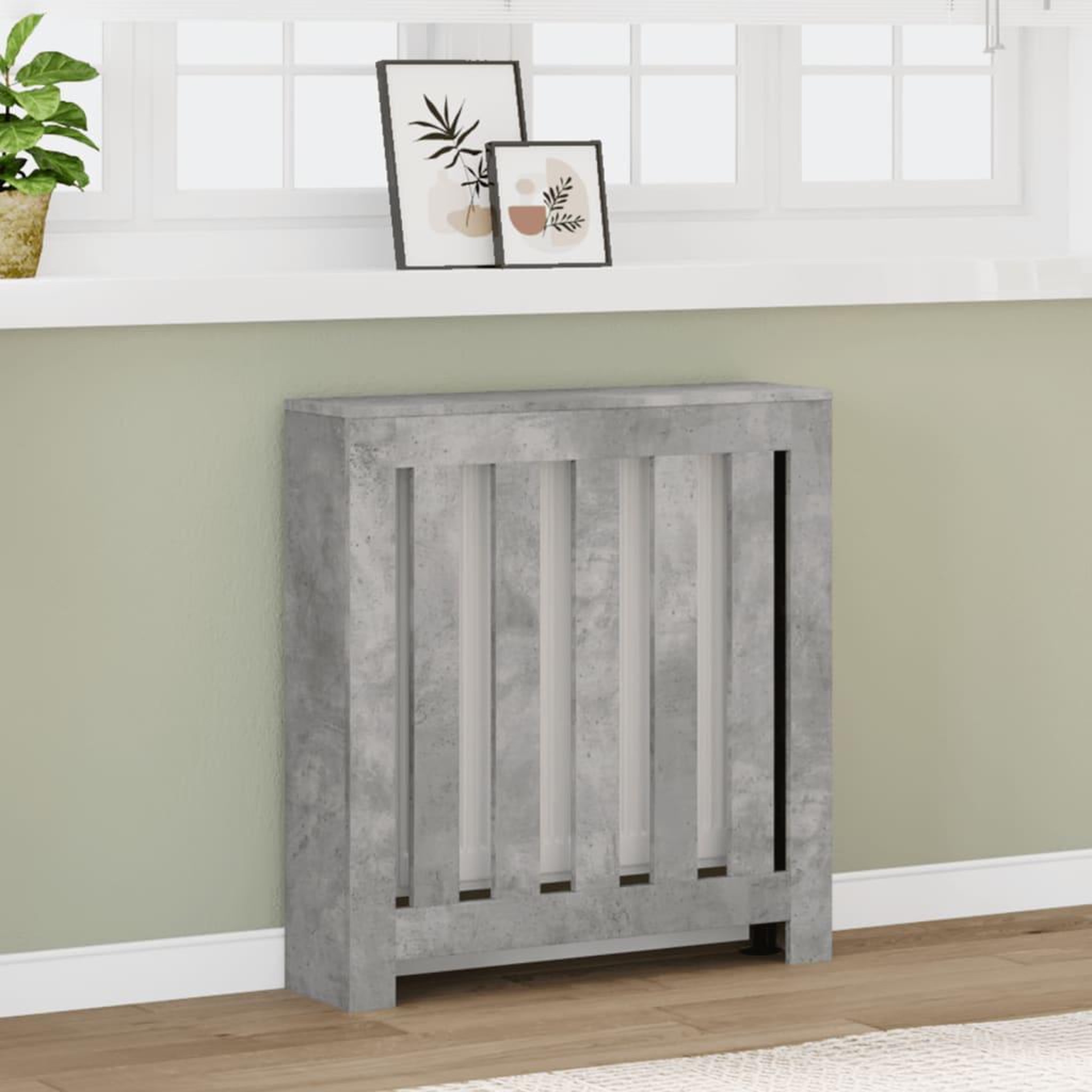 VIDAXL Cache-radiateur gris beton 78x20x82 cm bois d'ingenierie