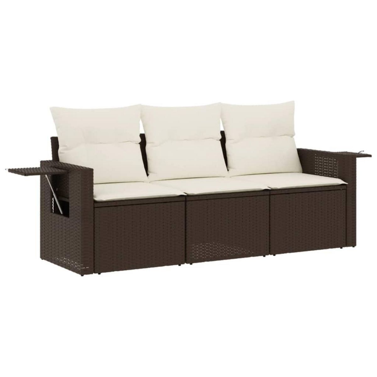 VIDAXL Salon de jardin avec coussins 3 pcs marron resine tressee