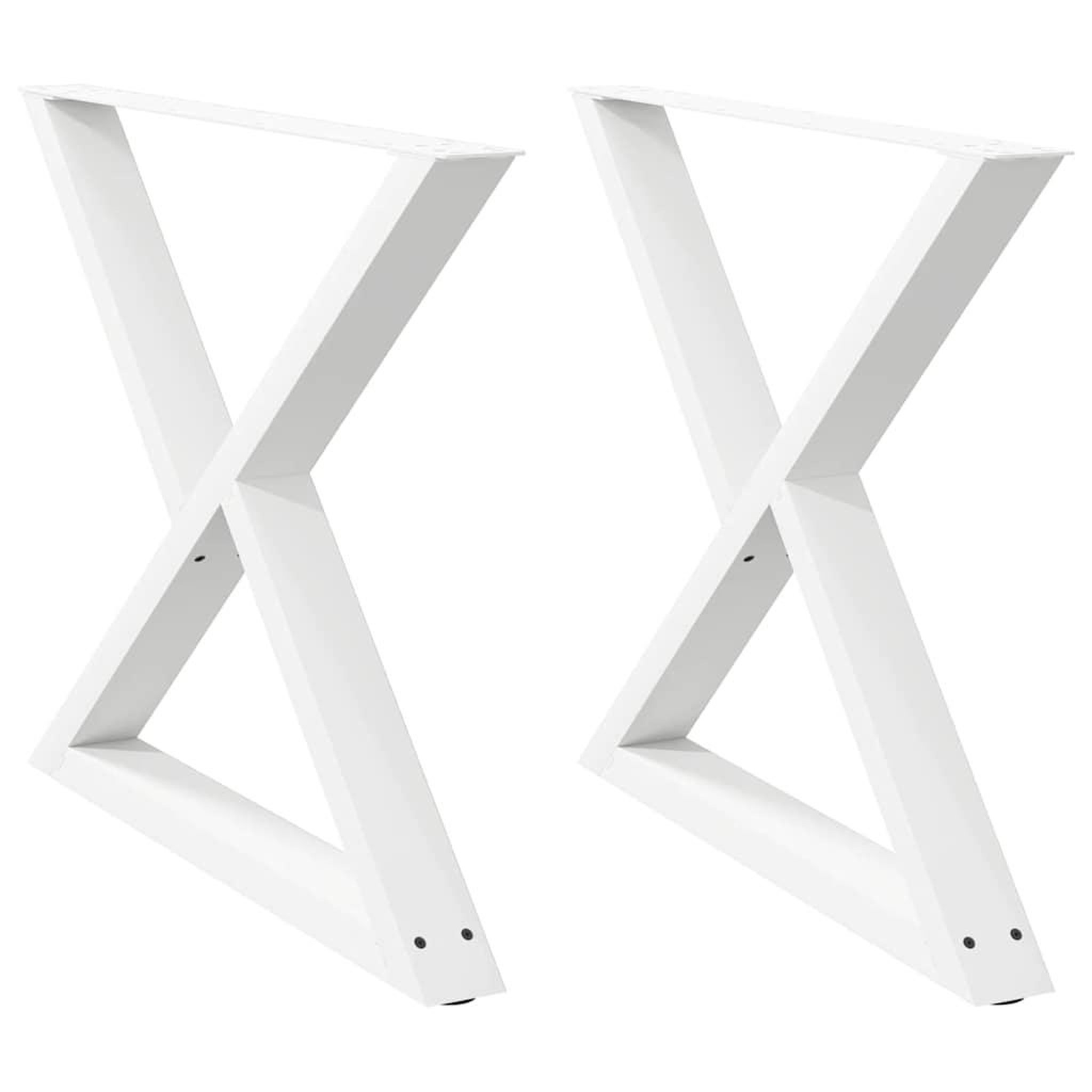 Voir la diapositive 2 : VIDAXL Pieds de table a manger 2 pcs blanc 90x(72-73,3) cm acier
