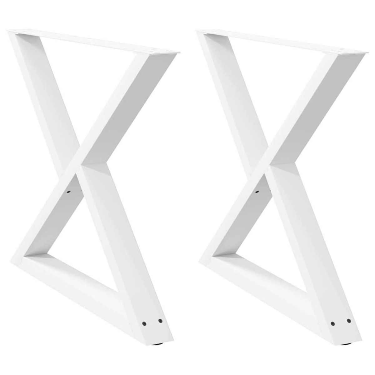 VIDAXL Pieds de table a manger 2 pcs blanc 90x(72-73,3) cm acier