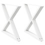 Voir la diapositive 2 : VIDAXL Pieds de table a manger 2 pcs blanc 90x(72-73,3) cm acier