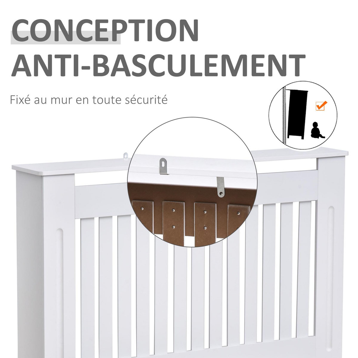 HOMCOM Cache-radiateur design panneau cabinet 112L x 19l x 81H cm MDF blanc