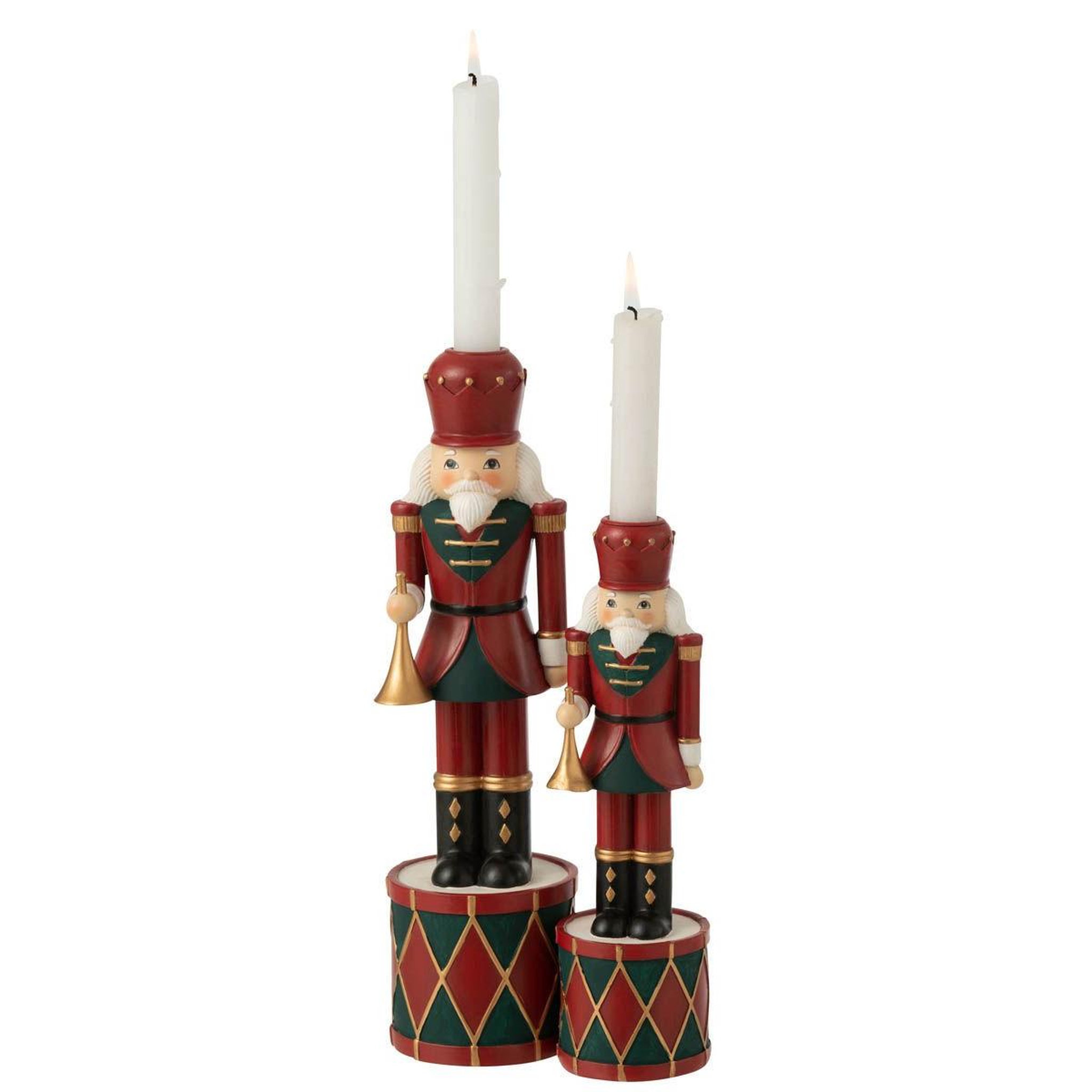 Voir la diapositive 3 : J-LINE Bougeoir de noël  casse-noisette  32cm rouge