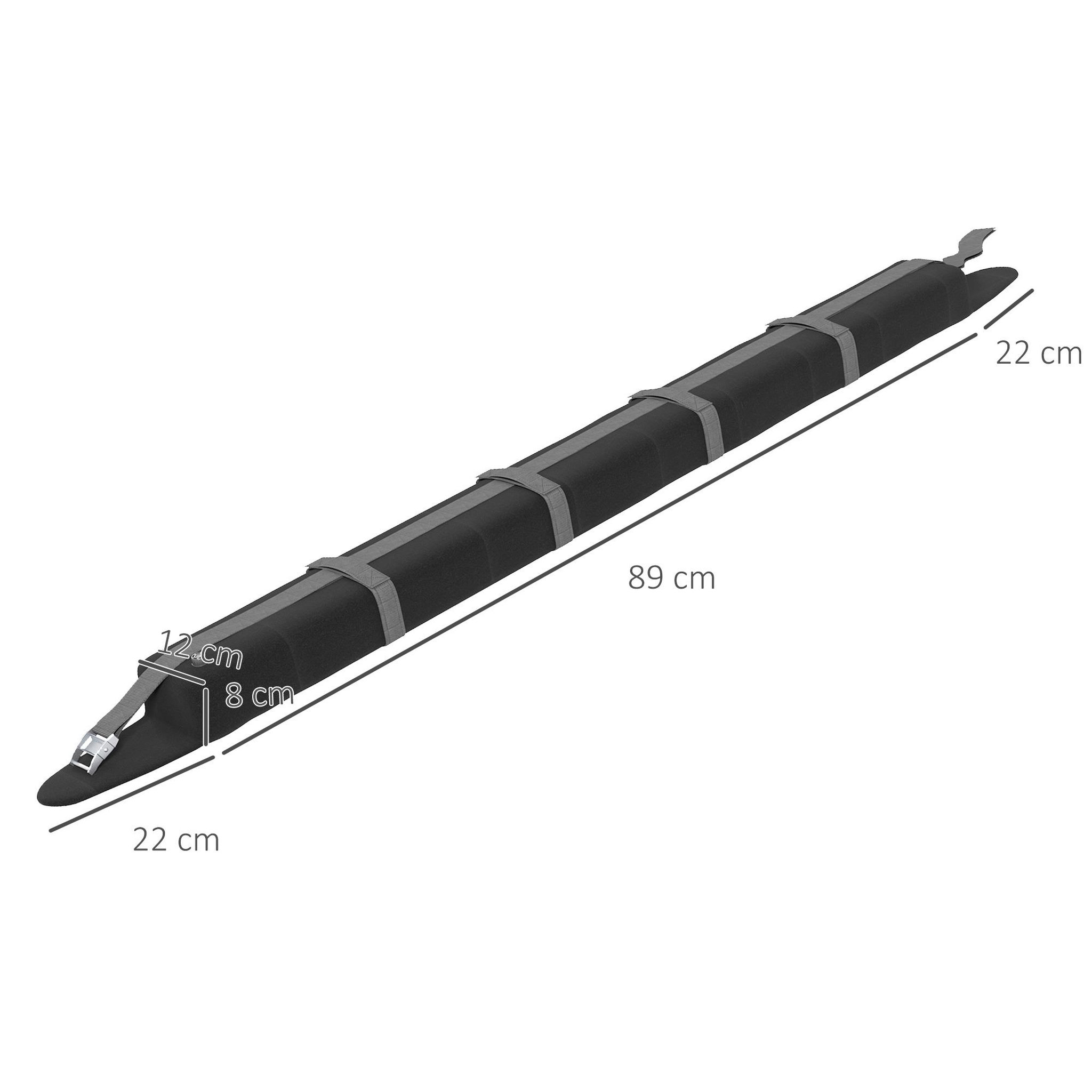 Voir la diapositive 3 : HOMCOM Lot de 2 barres de toit gonflable - adaptable sur la plupart des voitures - charge max. 75 Kg - sangles, sac inclus - EVA nylon noir