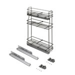 EMUCA SRL porte-bouteilles extractible TitaneMax avec fermeture à amortie -  gauche -  3 plateaux -  module 200mm -  Acier -  Gris Anthracite