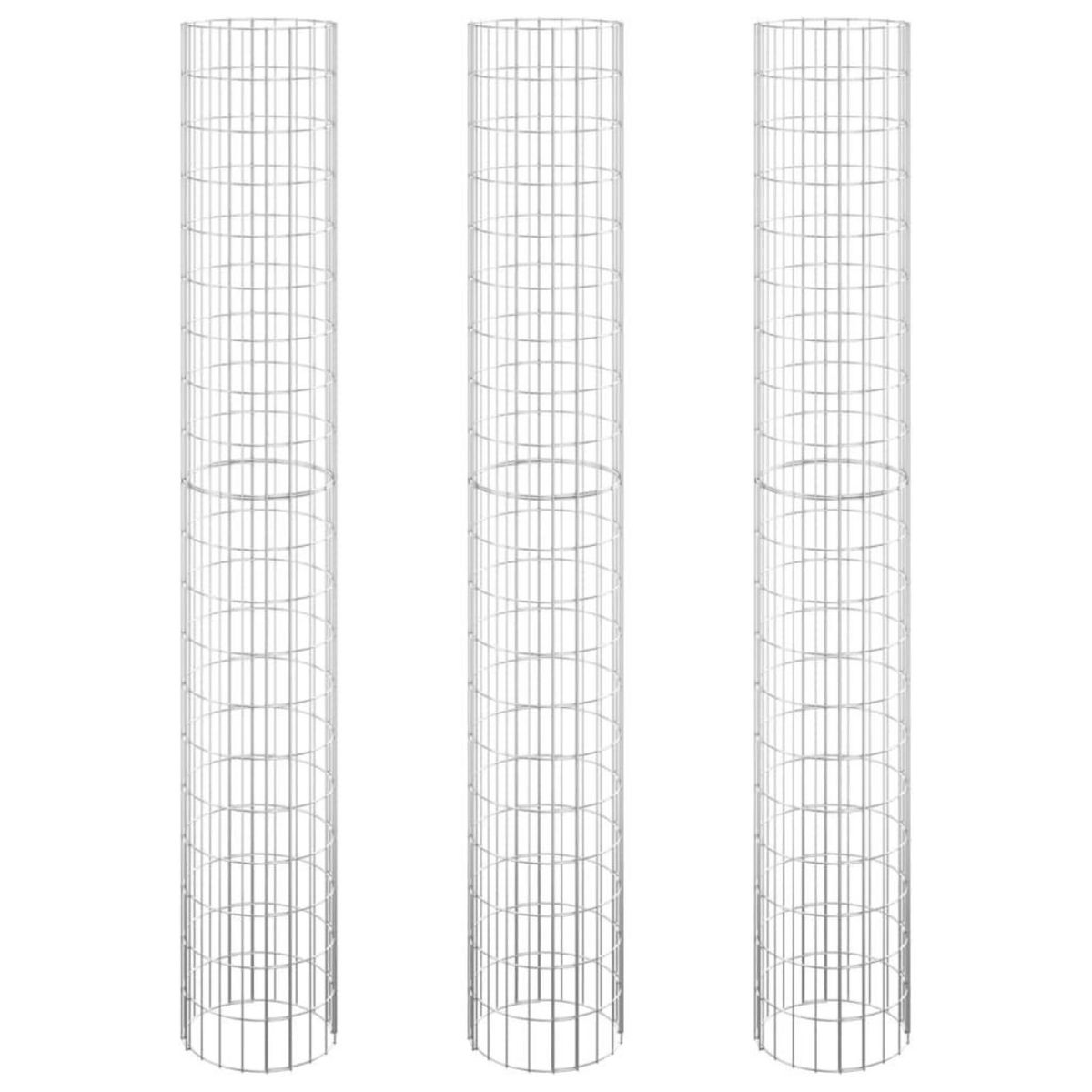 VIDAXL Lit sureleve a gabion circulaire 3pcs Acier galvanise Ø30x200cm