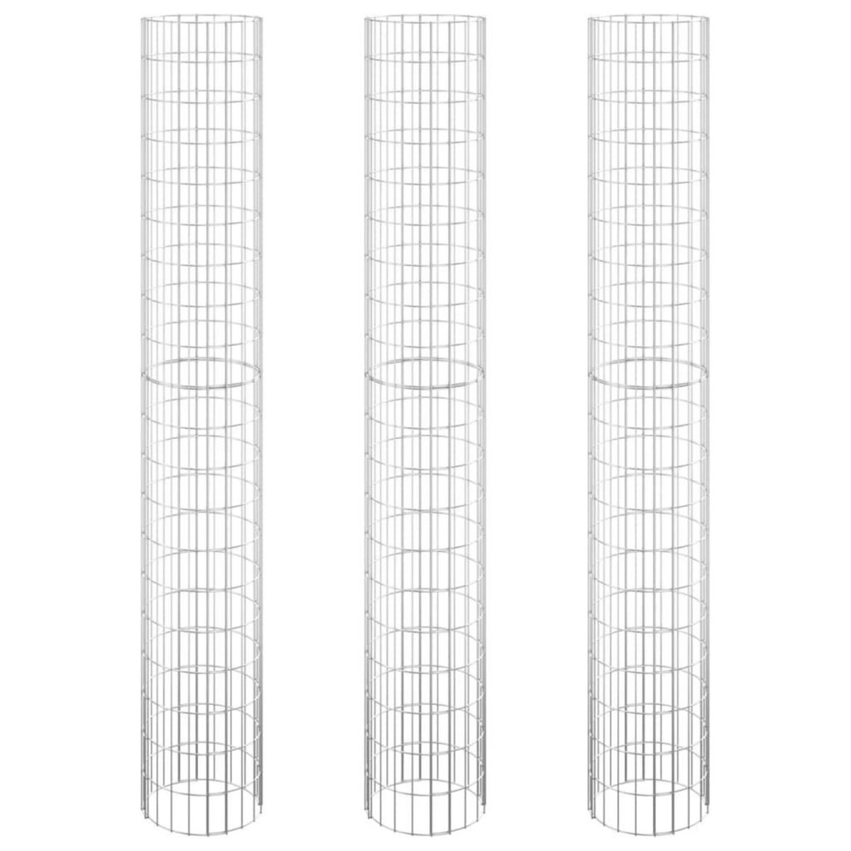 VIDAXL Lit sureleve a gabion circulaire 3pcs Acier galvanise Ø30x200cm