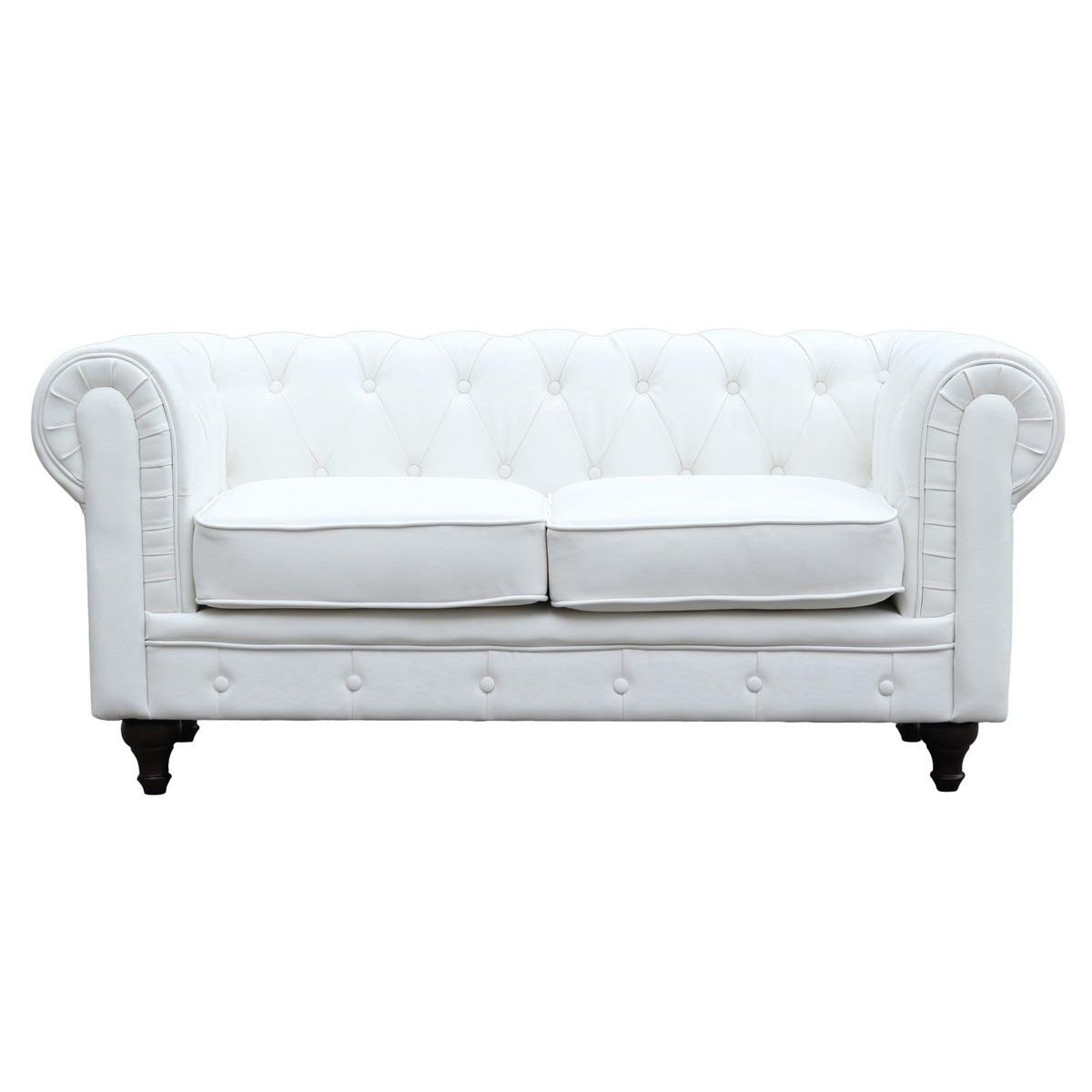 Habitat et Jardin Canapé fixe Chesterfield  Aliza  - 157 x 82 x 70 cm - 2 places - Blanc