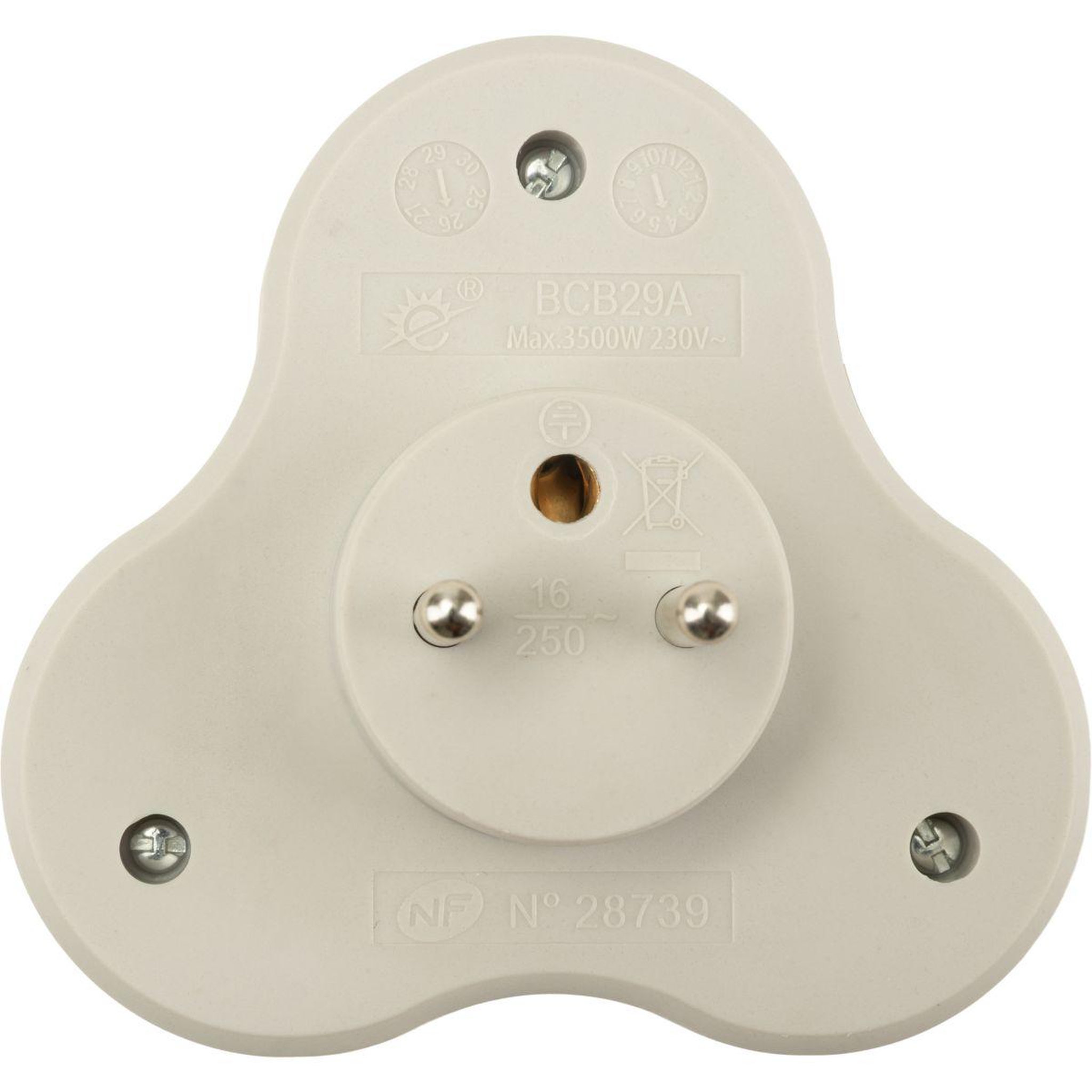 Voir la diapositive 3 : ESSENTIEL B Multiprise triplite en bioplastique blanc