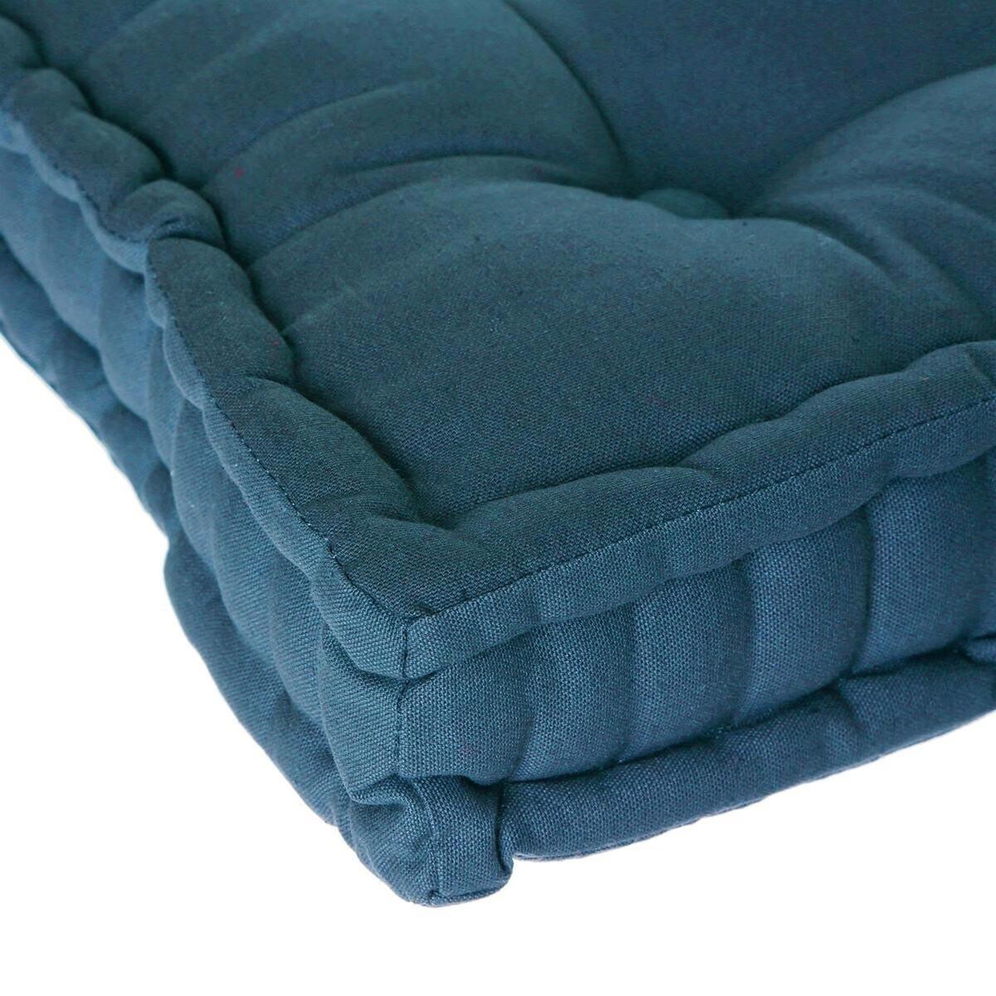 Voir la diapositive 3 : ATMOSPHERA Coussin de sol  dorian  40x40cm bleu canard