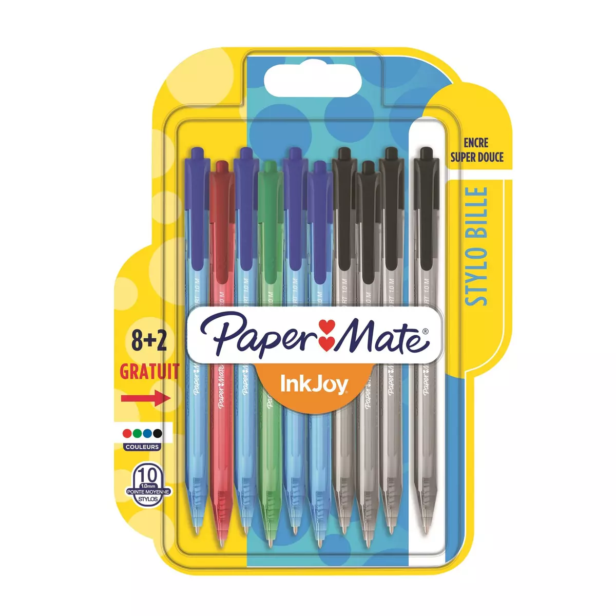 PAPERMATE stylos bille Inkjoy 100 rétractables Lot de 8+2